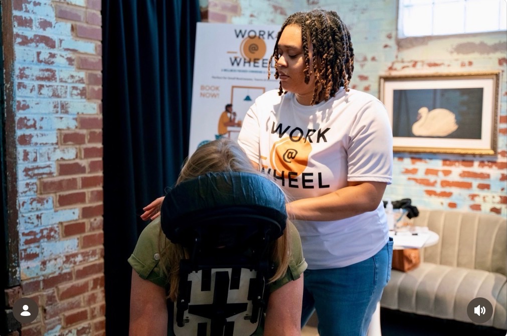 On-site massage therapy at Work at Wheel in Rock Hill